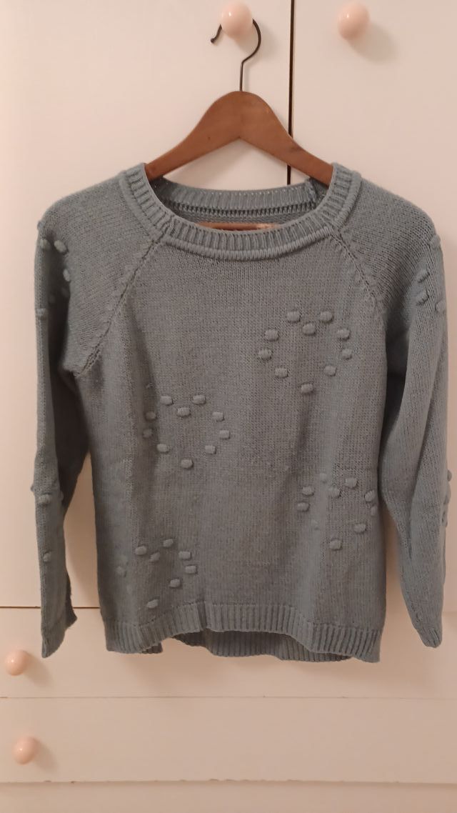 Jersey punto verde agua con topos