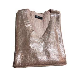 Twinset/ Jersey metalizado oro rosa talla S.