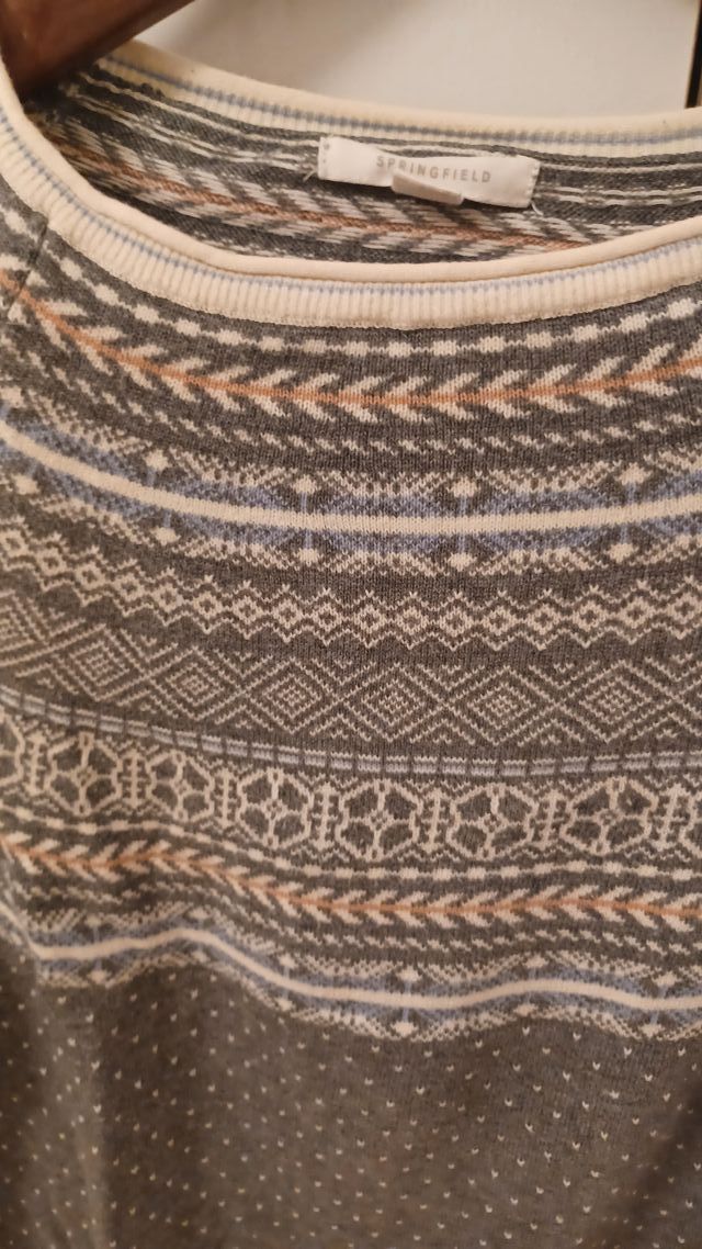 Jersey fino Springfield gris cenefas