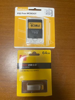 Memoria PS2 FMCB 64MB + 2 x USB Kodak 128 GB
