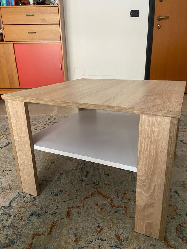 Tavolino da caffè in legno e bianco
