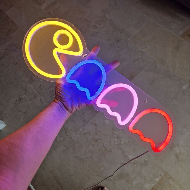 Lampada Neon Pac-Man Multicolore