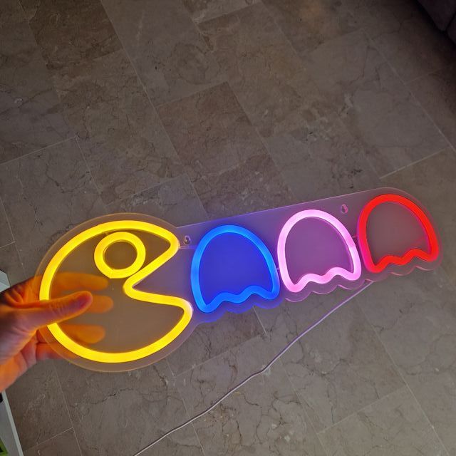 Lampada Neon Pac-Man Multicolore