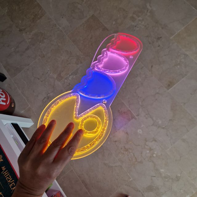 Lampada Neon Pac-Man Multicolore