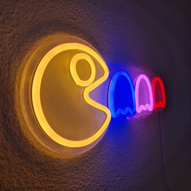 Lampada Neon Pac-Man Multicolore