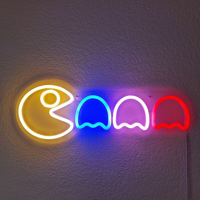 Lampada Neon Pac-Man Multicolore