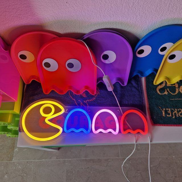 Lampada Neon Pac-Man Multicolore