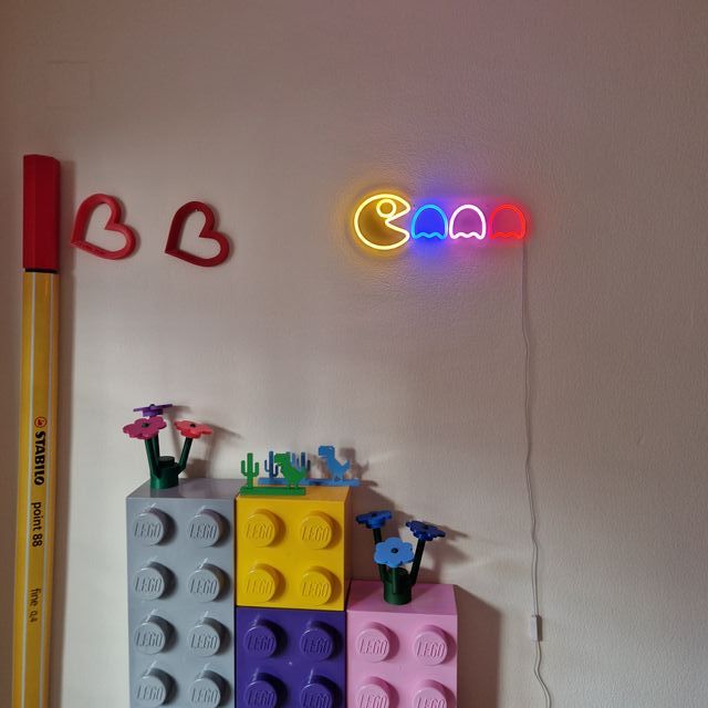 Lampada Neon Pac-Man Multicolore