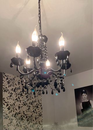 Lampadario moderno nero con cristalli