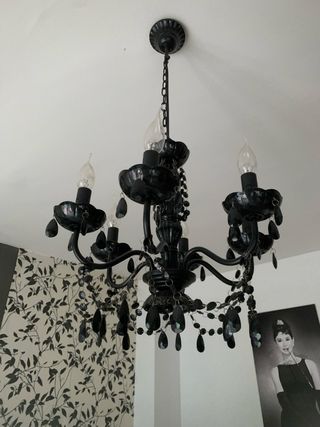 Lampadario moderno nero con cristalli