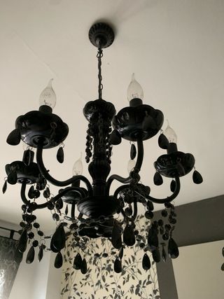 Lampadario moderno nero con cristalli