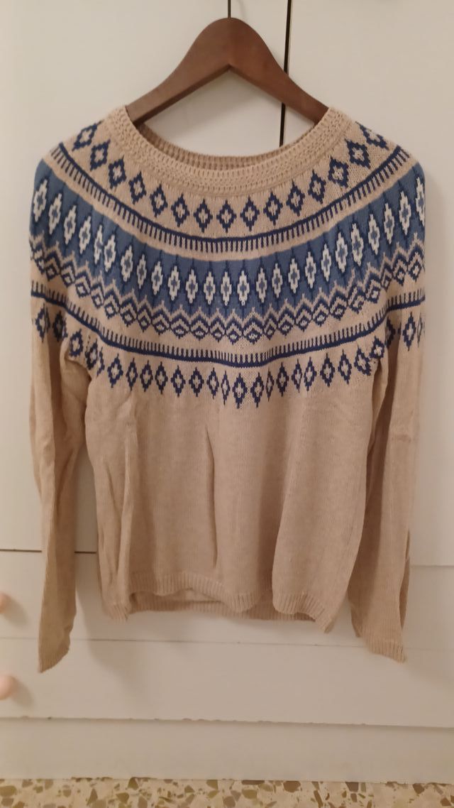 Jersey Springfield cenefas beige y azul