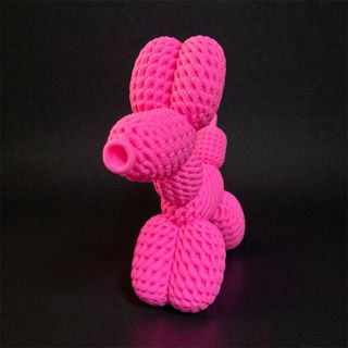 Figura Perro Globo Rosa Crochet estilo Jeff Koons