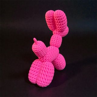 Figura Perro Globo Rosa Crochet estilo Jeff Koons