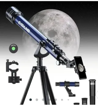 Telescopio azul con trípode