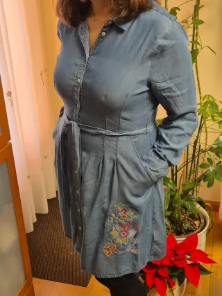 Vestido Vaquero Camisero con Bordado