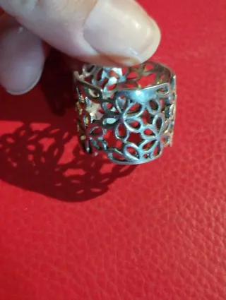 Anillo Plata Flores Caladas