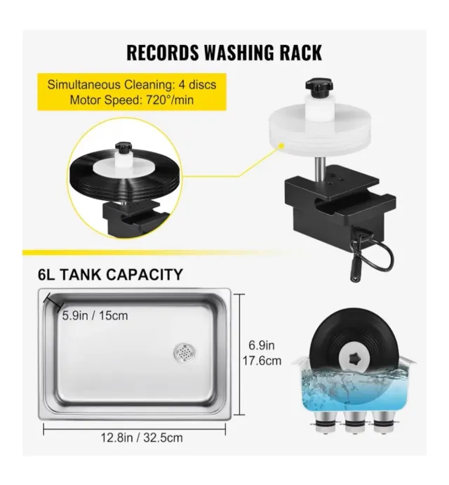 Pulitore Ultrasuoni Professionale Vinili Vevor 6L