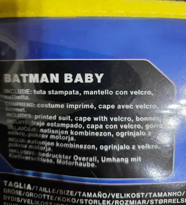 Disfraz Batman Bebé Talla 2-3 Años
