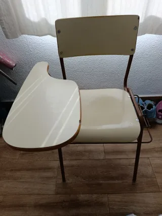 Sedia da scrivania vintage con schienale beige