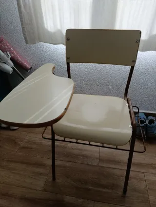 Sedia da scrivania vintage con schienale beige