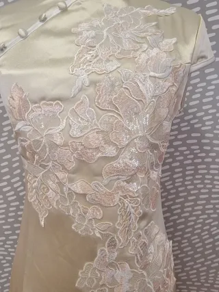 Vestido Novia Oriental Crudo Encaje