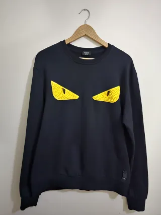Sudadera Fendi Negra Ojos Amarillos 3D Talla L