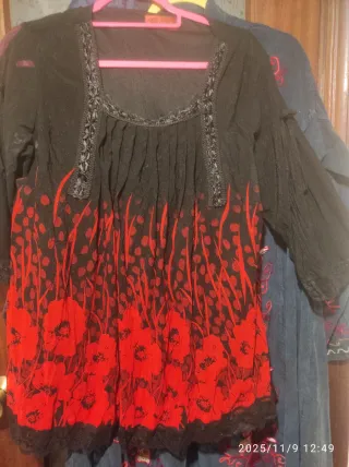 Blusa Talla Grande Mujer Negra y Roja