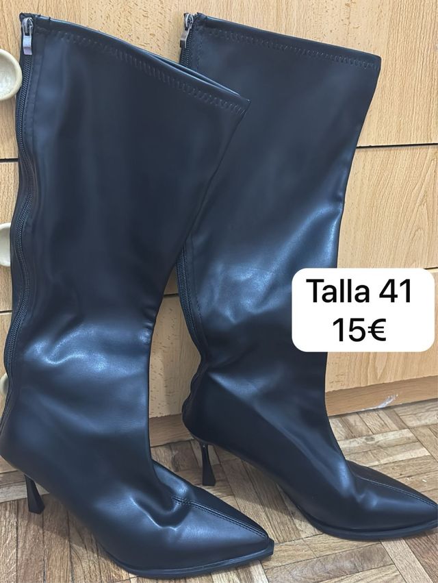 Botas altas tacón negras talla 41
