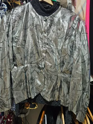 Chaqueta fiesta plata brillante