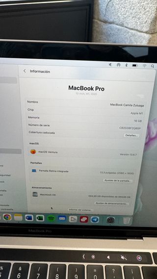 MacBook Pro 13 M1 2020 16GB Gris/Plata