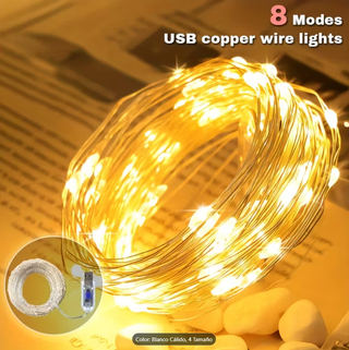 300 luci LED USB 30m rame caldo 8 modalità NATALE
