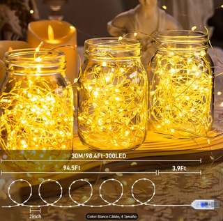 300 luci LED USB 30m rame caldo 8 modalità NATALE