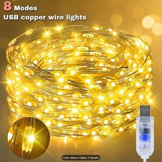 300 luci LED USB 30m rame caldo 8 modalità NATALE