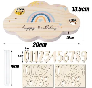 Candelabro a forma di nuvola in legno per compleanni con numeri