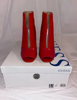 Zapatos Guess Rojos Peep Toe Tacón