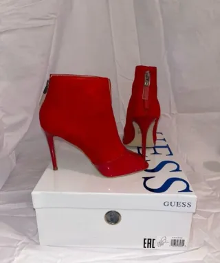 Zapatos Guess Rojos Peep Toe Tacón