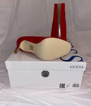 Zapatos Guess Rojos Peep Toe Tacón