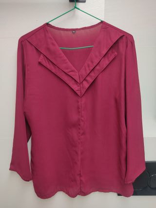 Camisa Gasa Transparente Burdeos Talla XL