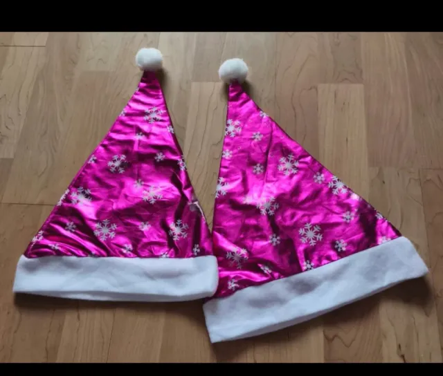 Gorros Navideños Rosas con Copos de Nieve