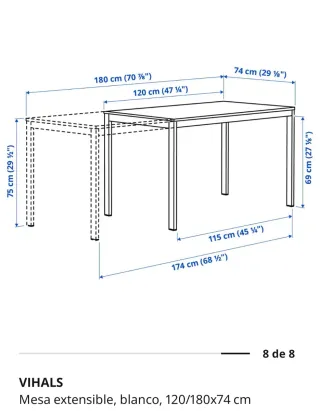 Mesa Ikea Vihals Extensible Blanca