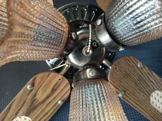 Lámpara Ventilador Madera y Cristal