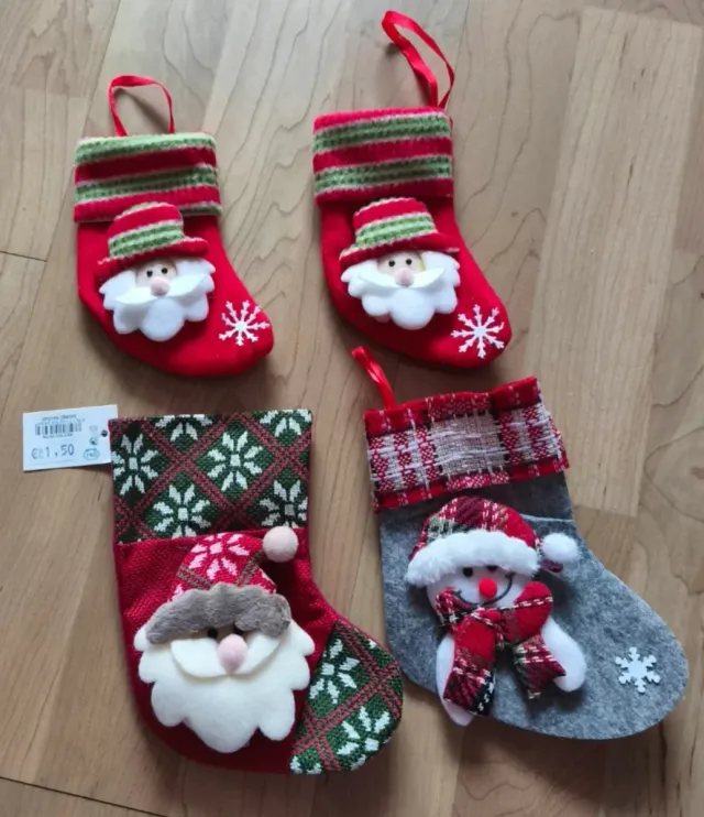 Calcetines Decoración Navidad Santa y Muñeco Nieve