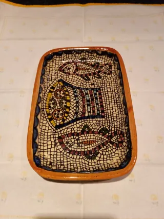 Bandeja Vintage Cerámica Mosaico Peces