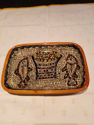 Bandeja Vintage Cerámica Mosaico Peces