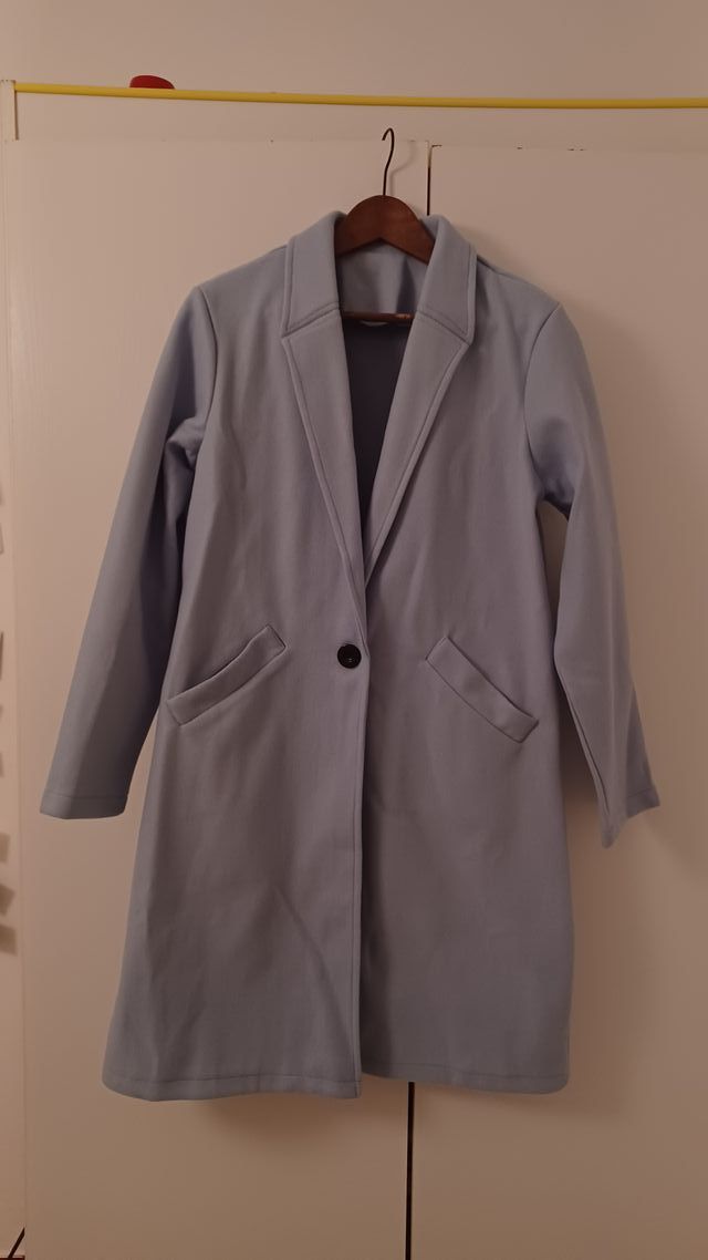 Abrigo paño largo celeste