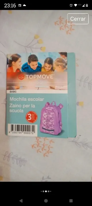 Mochila escolar infantil