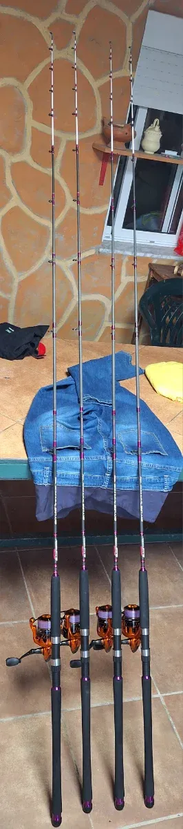 4 cañas de pescar cinnetic con carretes cinnetic