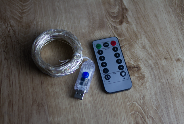 Guirlanda de LED USB 20 m 200 multicolor com controle remoto