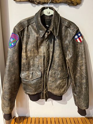Chaqueta bomber Cuero tipo A2 WW2 Vintage